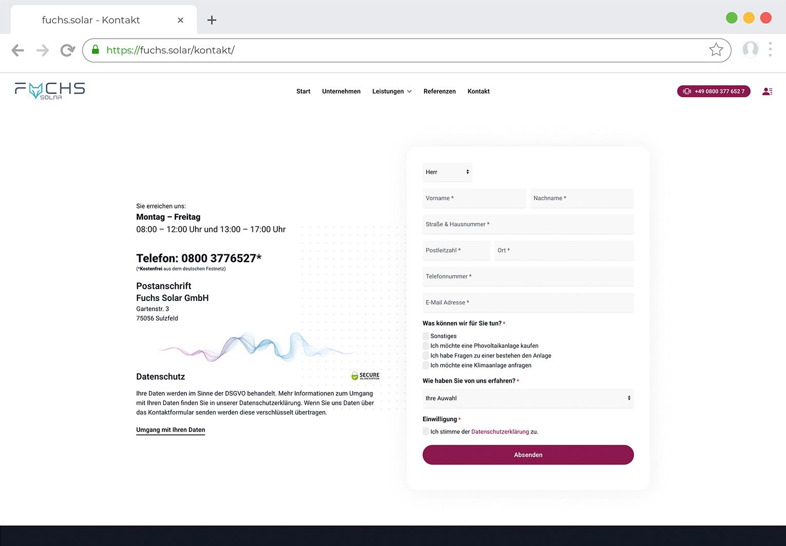 Kontaktformular mit automatischer Übergabe der Kundendaten in die Hero-Software
