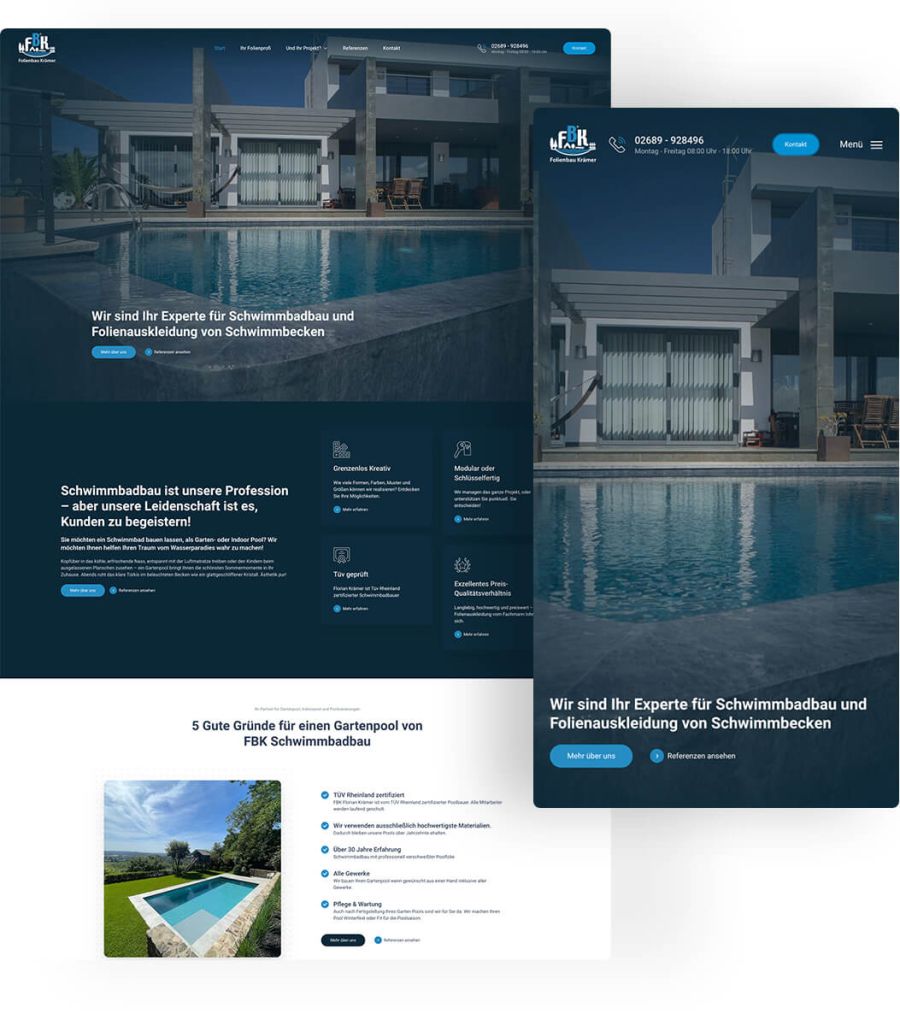 Webdesign Referenz: Moderne Website für Schwimmbadbau