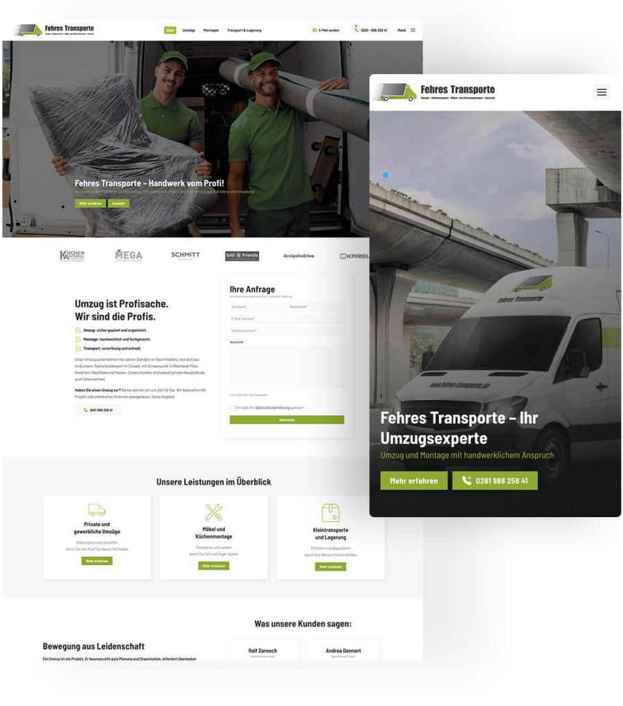 Erfolgreiches Webdesign Projekt für Umzugsunternehmen Koblenz