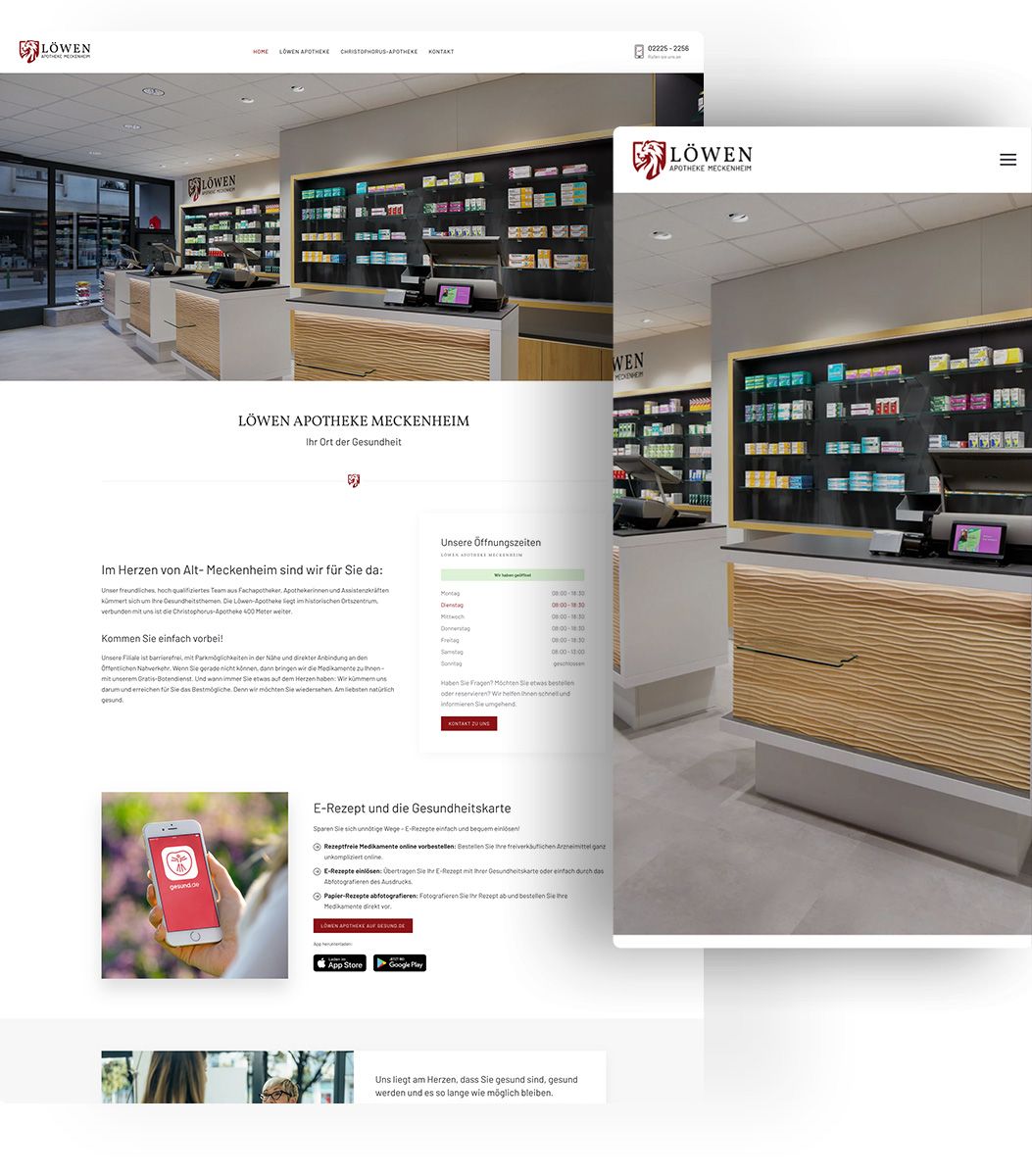 Webdesign Referenz für die Löwen Apotheke in Bonn Meckenheim