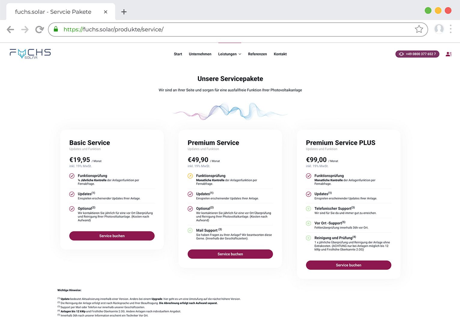 Online buchbare Wartungspakete für Handwerksbetriebe
