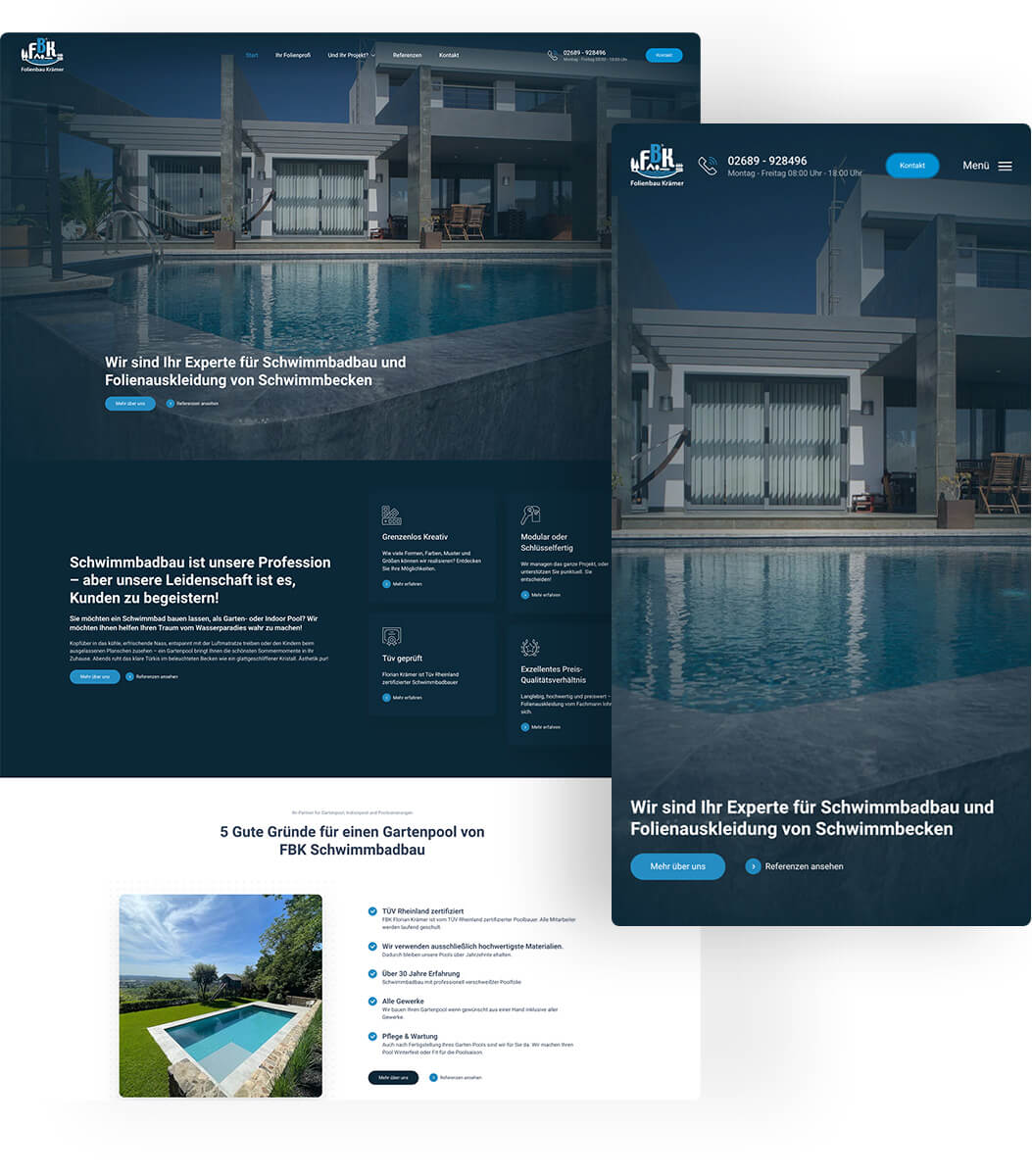 Webdesign Referenz für Handwerksbetriebe – Website-Erstellung für Schwimmbadbau
