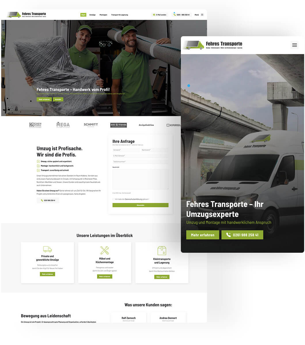 Webdesign Referenz für ein Umzugsunternehmen – Conversion-optimierte Website für Logistikdienstleister