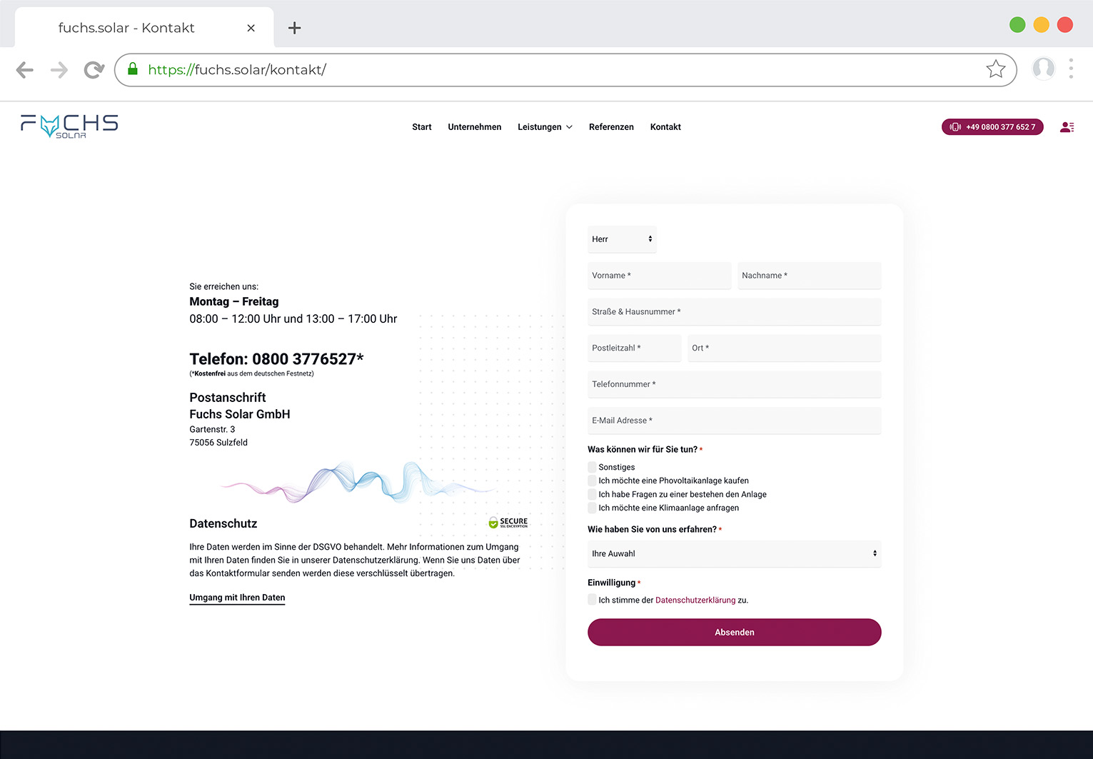 Kontaktformular mit automatischer Übergabe der Kundendaten in die Hero-Software