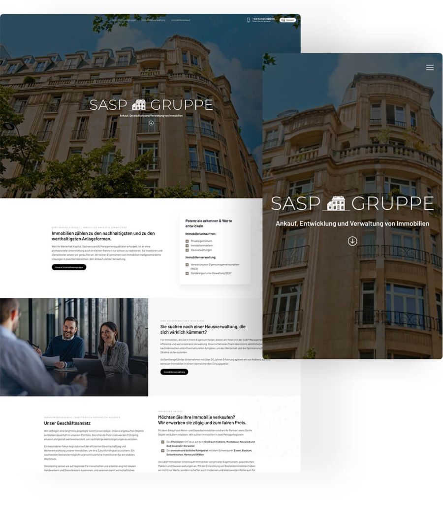 Immobilien Webdesign Projekt: SASP Gruppe Koblenz