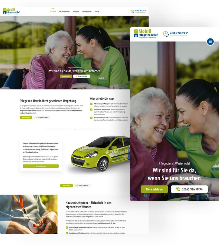 Webdesign Referenz: Pflegedienst Website im Westerwald