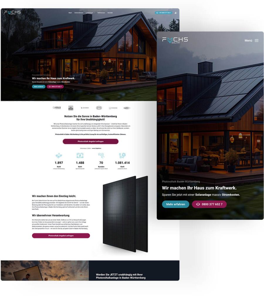 Webdesign Referenz: Photovoltaik-Website für Fuchs Solar
